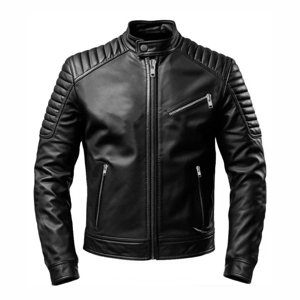 Men's Slim Fit Black Genuine Leather Jacket-Leather Jackets-Premium Leather Store