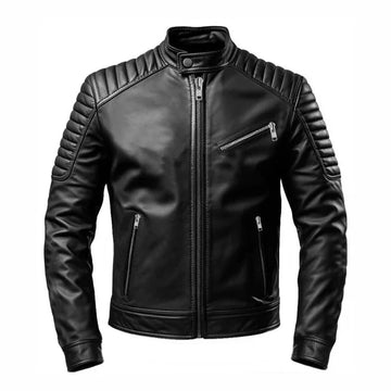 Men's Slim Fit Black Genuine Leather Jacket-Leather Jackets-Premium Leather Store