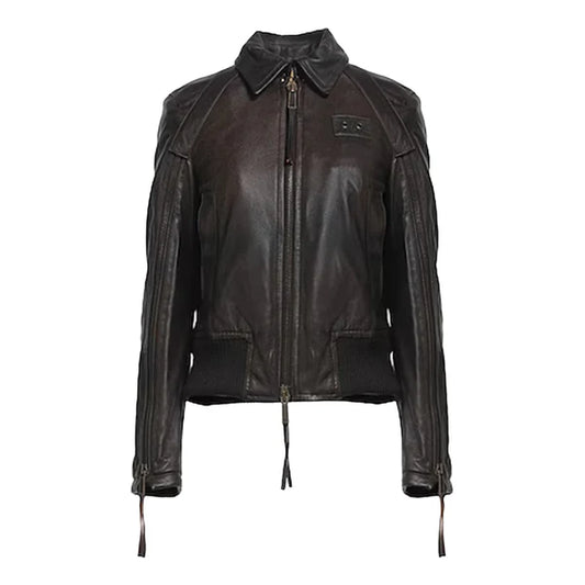Women's Dsquared2 Bomber Leather Jacket-Women Bomber Jacket-Premium Leather Store