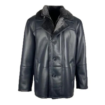 Black Alex's Shearling Driving Real Leather Coat-Men Leather Coat-Premium Leather Store