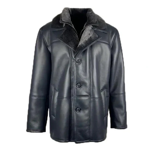 Black Alex's Shearling Driving Real Leather Coat-Men Leather Coat-Premium Leather Store