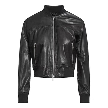 Women's Black Express Bomber Leather Jacket-Women Bomber Jacket-Premium Leather Store