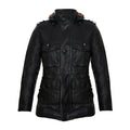 Black Classic Hooded Leather Trench Overcoat-Men Leather Coat-Premium Leather Store