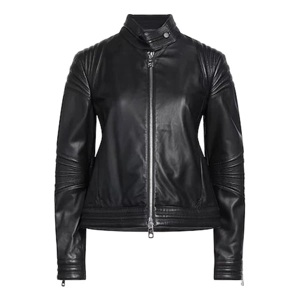 Women's Dondup Biker Leather Jacket-Women Biker Jacket-Premium Leather Store