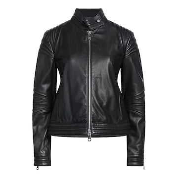 Women's Dondup Biker Leather Jacket-Women Biker Jacket-Premium Leather Store