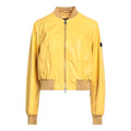 Women's Yellow Peuterey Bomber Leather Jacket-Women Bomber Jacket-Premium Leather Store