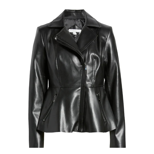 Women's Peplum Moto Leather Jacket-Women Leather Jacket-Premium Leather Store