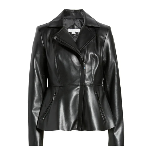Women's Peplum Moto Leather Jacket-Women Leather Jacket-Premium Leather Store