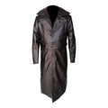 Black Real Leather Long Trench Winter Coat-Men Leather Coat-Premium Leather Store