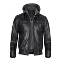 Men's Grey Hoodie Leather Jacket-Leather Jackets-Premium Leather Store