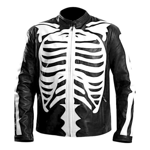 Men's Rob Zombie Skull Bones Leather Jacket-Leather Jackets-Premium Leather Store