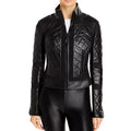 Women's Blanc Noir Moto Leather Jacket-Women Leather Jacket-Premium Leather Store