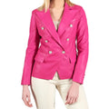 Women's Pink Double Breasted Leather Coat-Women Leather Jacket-Premium Leather Store