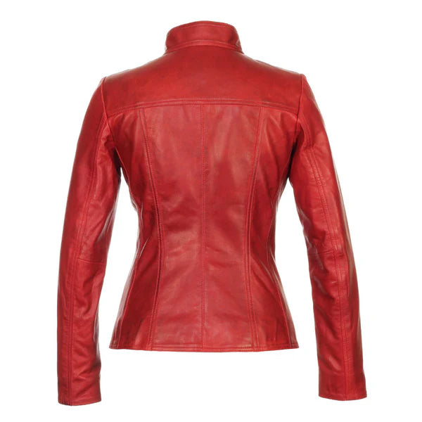 Women's Red Versona Leather Jacket-Women Leather Jacket-Premium Leather Store