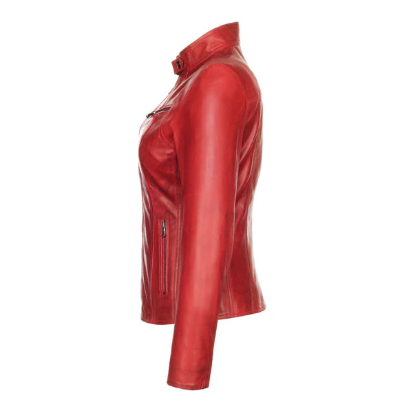 Women's Red Versona Leather Jacket-Women Leather Jacket-Premium Leather Store