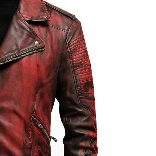 Men's Red Halloween Bloody Leather Jacket-Leather Jackets-Premium Leather Store