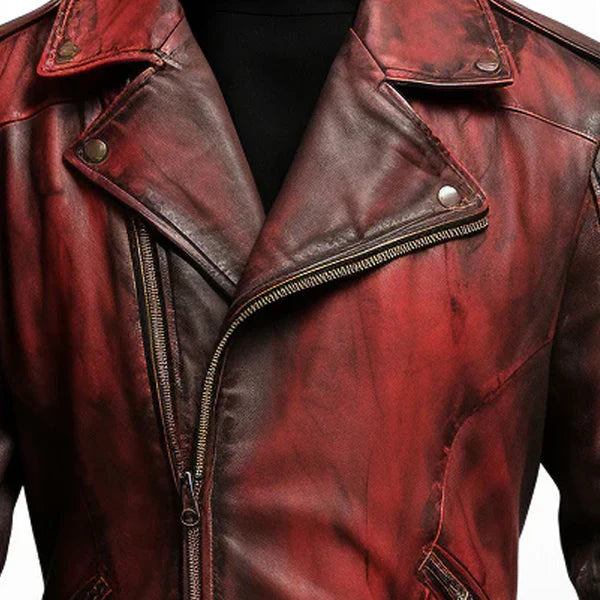 Men's Red Halloween Bloody Leather Jacket-Leather Jackets-Premium Leather Store