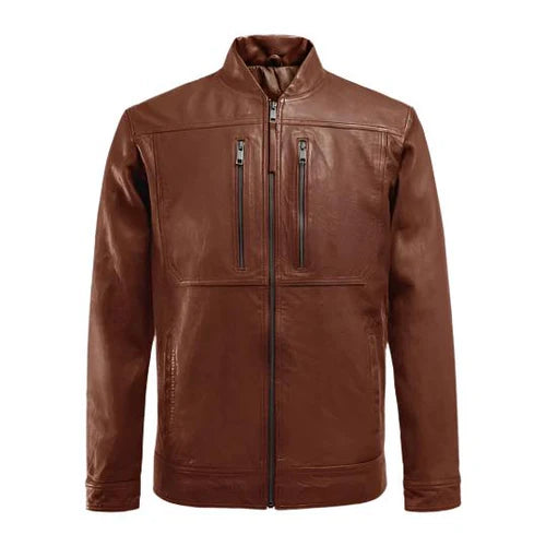 Men's Veil Tan Biker Leather Jacket-Men's Biker Jackets-Premium Leather Store