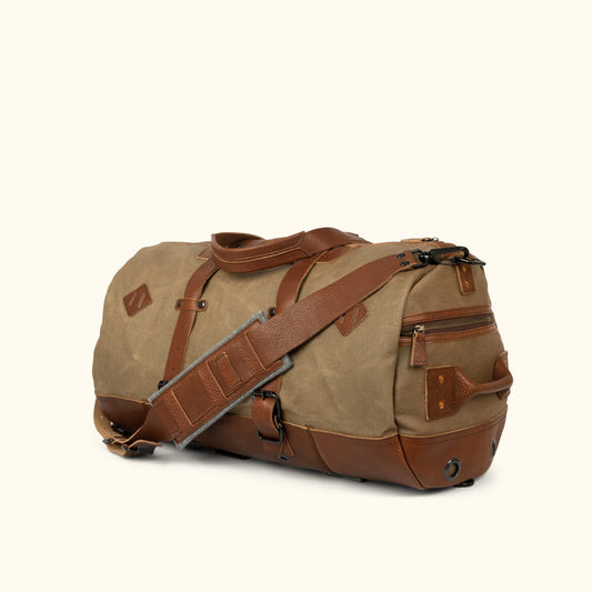 Dakota Field Khaki Waxed Canvas Duffle Bag-Leather Duffle bags-Premium Leather Store