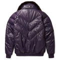 Men's Purple V-Bomber Faux Shearling Leather Jacket-Men Shearling Jacket-Premium Leather Store