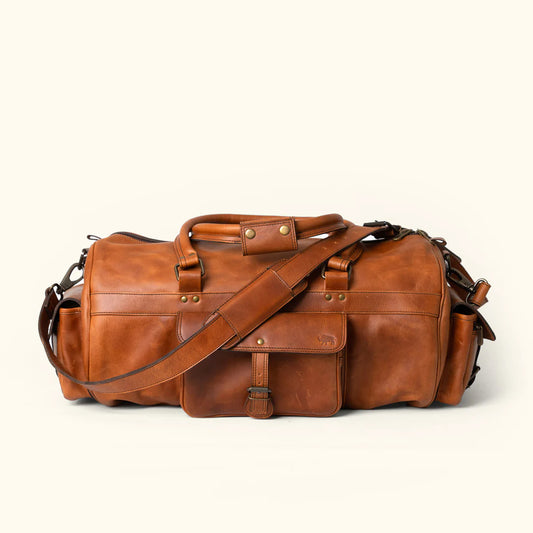The Light Brown Roosevelt Leather Duffle Bag-Leather Duffle bags-Premium Leather Store