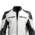 Men's Faux White Leather Jacket-Leather Jackets-Premium Leather Store