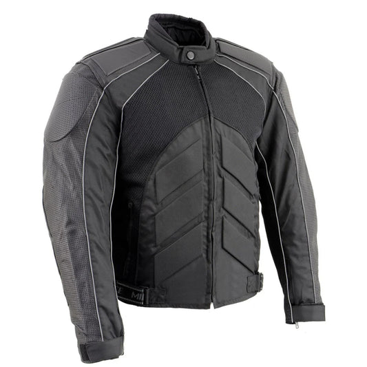 Men's CE Armored Motorcycle Textile and Leather Combo Jacket-Armor Jacket-Premium Leather Store