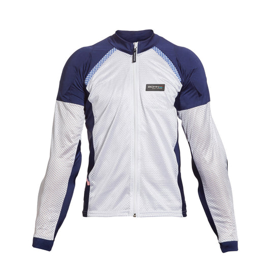 Men's Blue & White Mesh Armored Motorcycle Shirt-Armor Jacket-Premium Leather Store