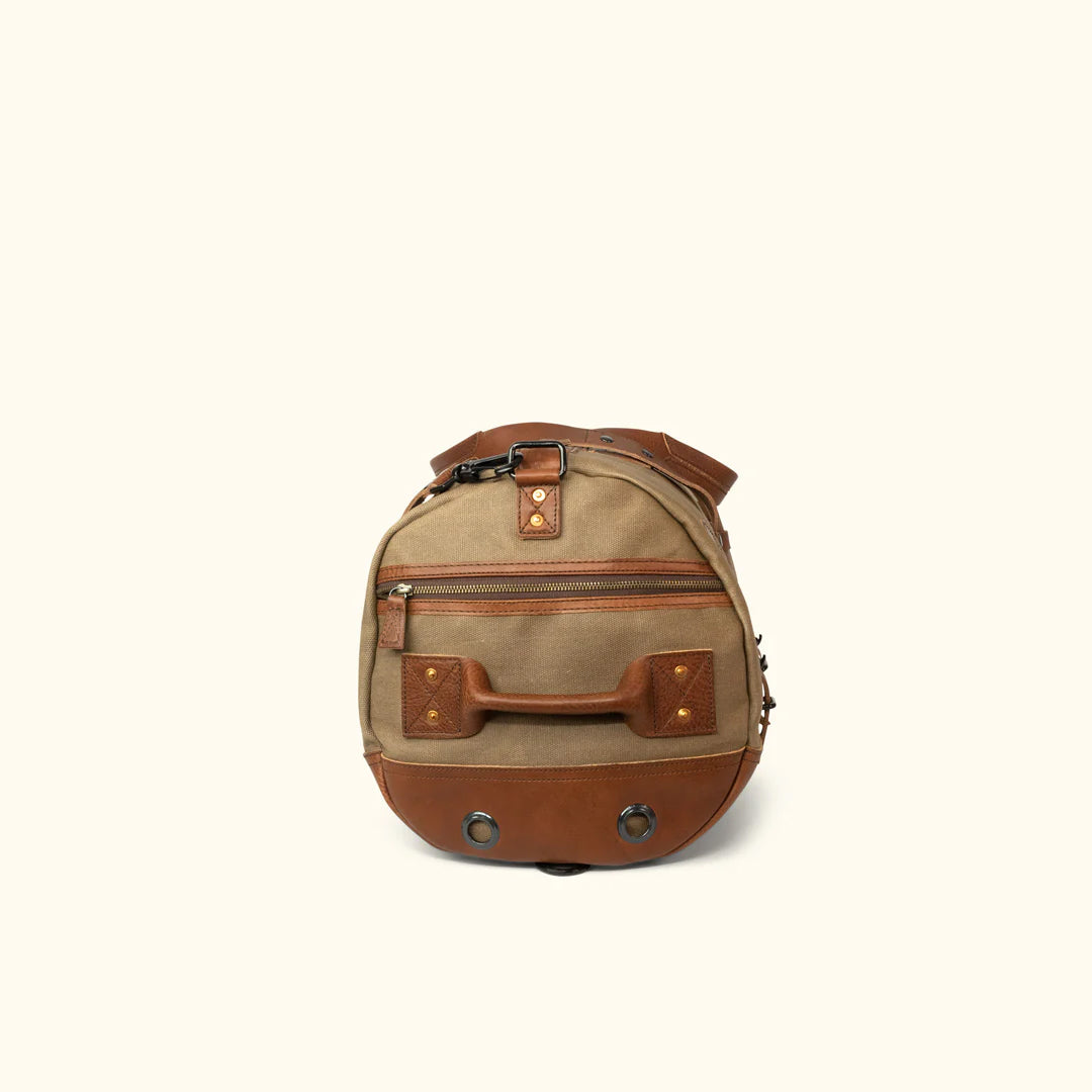 Dakota Field Khaki Waxed Canvas Duffle Bag-Leather Duffle bags-Premium Leather Store