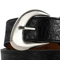 Black Faux Leather Belt with Silver Buckle-Women Leather Belts-Premium Leather Store