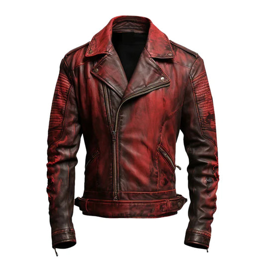 Men's Red Halloween Bloody Leather Jacket-Leather Jackets-Premium Leather Store