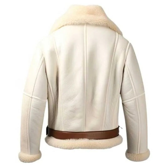 Men's White B3 Faux Shearling Sheep Leather Jacket