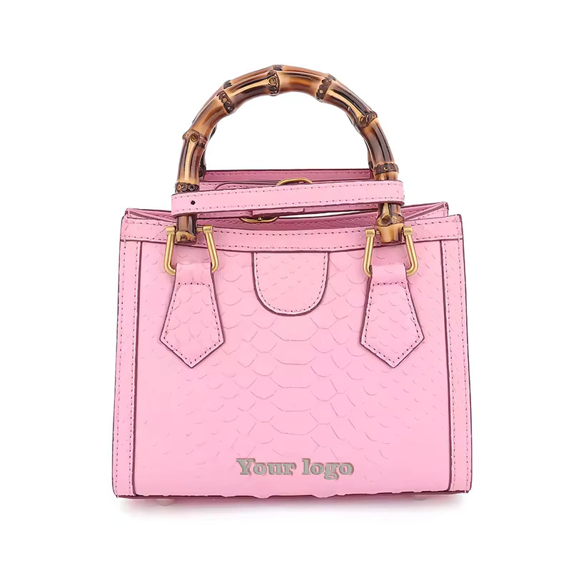 Custom Name or Logo Luxury Shoulder Crossbody Bag – Bamboo Handle
